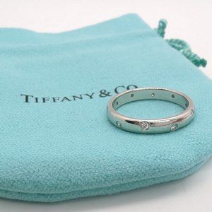 Tiffany & Co. Etoile 3mm Band Ring with Diamonds in Platinum Size 5.5